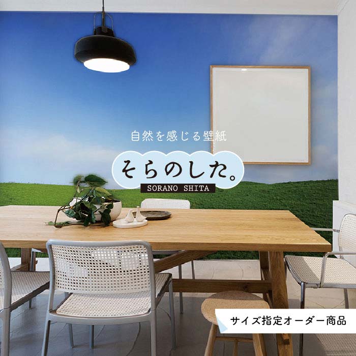 Rakuten - 【オーダー壁紙】 壁紙 草原 写真 おしゃれ 自然 グリーン 丘 原っぱ 空 雲 開放的 貼りやすい デザイン 防カビ 日本製 国産 リメイク 模様替え 店 天井 部屋 寝室 キッチン リビング トイレ 風景 景色 かべがみはるこ そらのした。