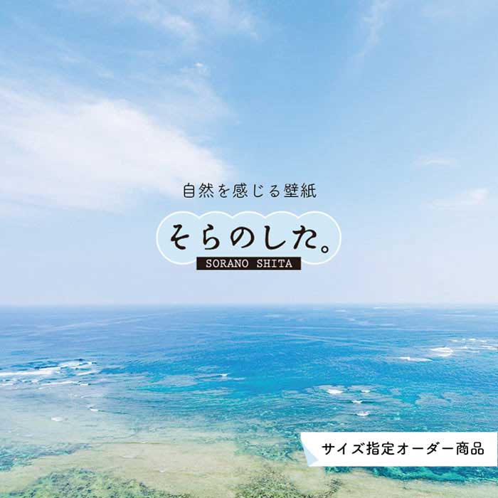 乐天商城 - 【オーダー壁紙】 壁紙 海 写真 おしゃれ 自然 空 ビーチ リゾート 海岸 砂浜 マリン 貼りやすい デザイン 防カビ 日本製 国産 アクセントクロス リメイク 模様替え 店舗 内装 部屋 寝室 キッチン リビング トイレ 風景 景色 ブルー かべがみはるこ そらのした。