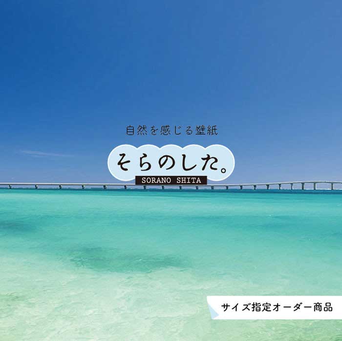Rakuten - 【オーダー壁紙】 壁紙 海 写真 おしゃれ 自然 空 ビーチ リゾート 海岸 砂浜 マリン 貼りやすい デザイン 防カビ 日本製 国産 アクセントクロス リメイク 模様替え 店舗 内装 部屋 寝室 キッチン リビング トイレ 風景 景色 ブルー かべがみはるこ そらのした。