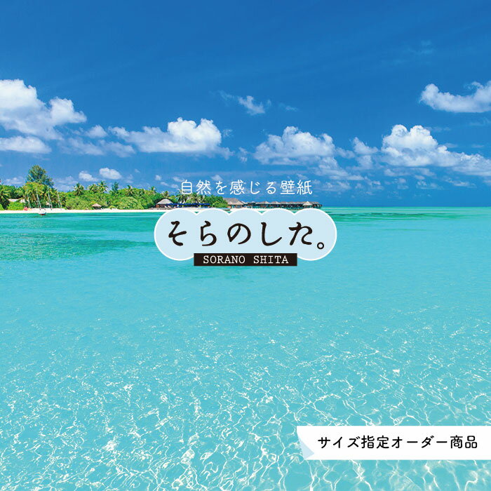 乐天商城 - 【オーダー壁紙】 壁紙 海 写真 おしゃれ 自然 空 ビーチ リゾート 海岸 砂浜 マリン 貼りやすい デザイン 防カビ 日本製 国産 アクセントクロス リメイク 模様替え 店舗 内装 部屋 寝室 キッチン リビング トイレ 風景 景色 ブルー かべがみはるこ そらのした。