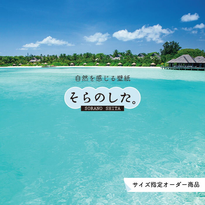 乐天商城 - 【オーダー壁紙】 壁紙 海 写真 おしゃれ 自然 空 ビーチ リゾート 海岸 砂浜 マリン 貼りやすい デザイン 防カビ 日本製 国産 アクセントクロス リメイク 模様替え 店舗 内装 部屋 寝室 キッチン リビング トイレ 風景 景色 ブルー かべがみはるこ そらのした。