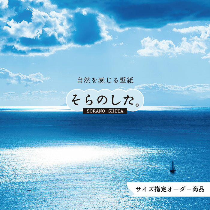 Rakuten - 【オーダー壁紙】 壁紙 海 写真 おしゃれ 自然 空 ビーチ リゾート 海岸 砂浜 マリン 貼りやすい デザイン 防カビ 日本製 国産 アクセントクロス リメイク 模様替え 店舗 内装 部屋 寝室 キッチン リビング トイレ 風景 景色 ブルー かべがみはるこ そらのした。
