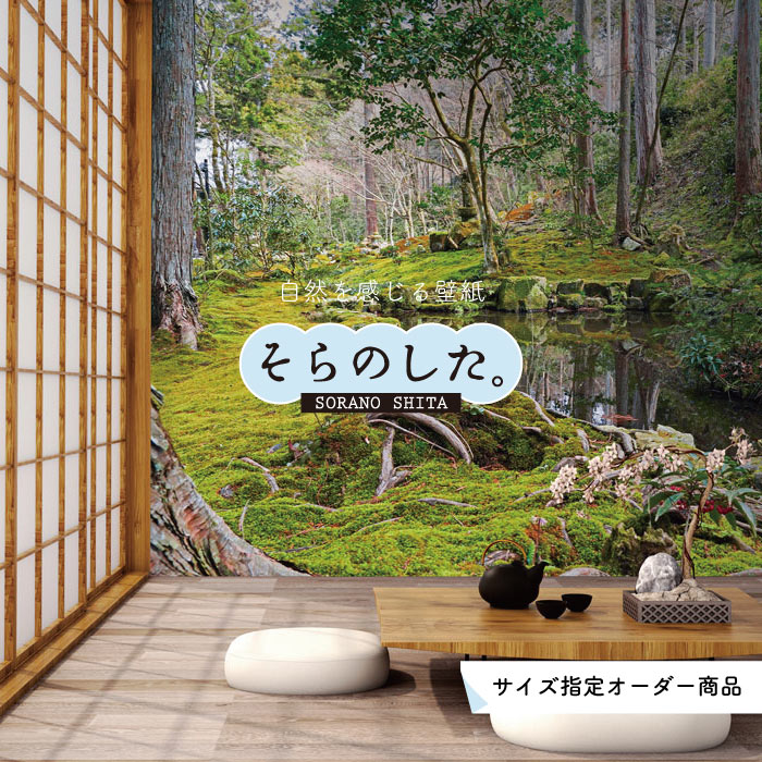 Rakuten - 【オーダー壁紙】 壁紙 森林 写真 おしゃれ 自然 癒し 貼りやすい デザイン 防カビ 日本製 国産 リメイク 模様替え 店舗 天井 部屋 寝室 キッチン リビング トイレ 風景 景色 グリーン かべがみはるこ そらのした。 【ss17330】