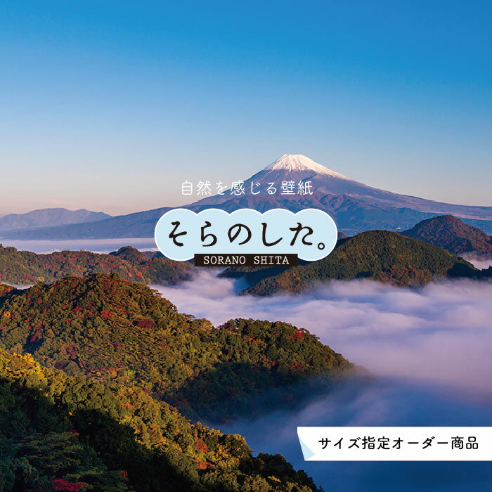 Rakuten - 【オーダー壁紙】 壁紙 富士山 山 空 雲 写真 綺麗 おしゃれ 美しい 自然 貼りやすい デザイン 防カビ 日本製 国産 リメイク 模様替え 店 部屋 和室 寝室 キッチン リビング トイレ 風景 景色 かべがみはるこ そらのした。