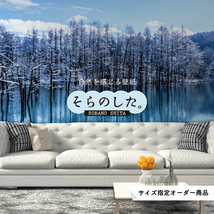 【オーダー壁紙】 壁紙 湖 おしゃれ 写真 自然 癒し 貼りやすい デザイン 防カビ 日本製 国産 リメイク 模様替え 店舗 天井 部屋 寝室 キッチン リビング トイレ 風景 景色 ブルー 青 かべがみはるこ そらのした。