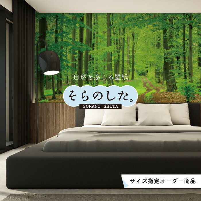 【オーダー壁紙】 壁紙 森林 写真 おしゃれ 自然 爽やか 癒し 貼りやすい デザイン 防カビ 日本製 国産 リメイク 模様替え ホテル オフィス クリニック 部屋 寝室 キッチン リビング トイレ 風景 景色 グリーン かべがみはるこ そらのした。