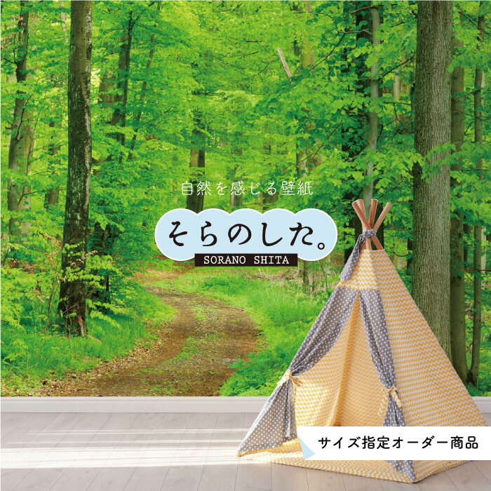 【オーダー壁紙】 壁紙 森林 写真 おしゃれ 自然 爽やか 癒し 貼りやすい デザイン 防カビ 日本製 国産 リメイク 模様替え ホテル オフィス クリニック 部屋 寝室 キッチン リビング トイレ 風景 景色 グリーン かべがみはるこ そらのした。
