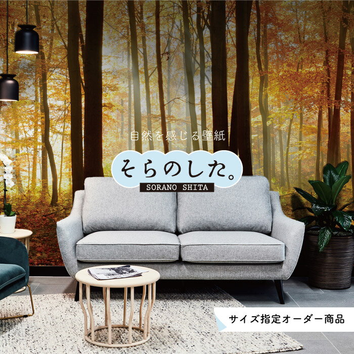 Rakuten - 【オーダー壁紙】 壁紙 森林 写真 おしゃれ 自然 紅葉 秋 季節 綺麗 貼りやすい デザイン 防カビ 日本製 国産 リメイク 模様替え 店 天井 部屋 寝室 キッチン リビング トイレ 風景 景色 オレンジ かべがみはるこ そらのした。