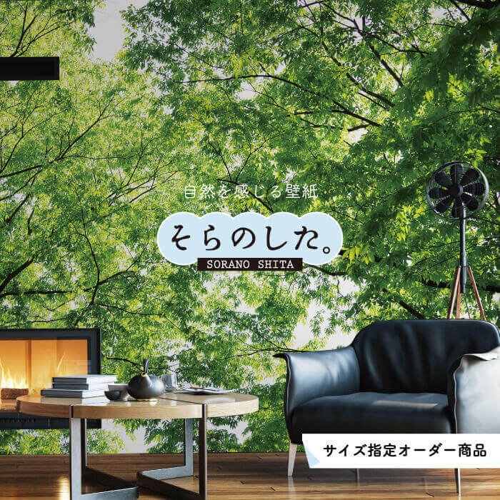 Rakuten - 【オーダー壁紙】 壁紙 森林 写真 おしゃれ 自然 癒し 貼りやすい デザイン 防カビ 日本製 国産 リメイク 模様替え 店舗 天井 部屋 寝室 キッチン リビング トイレ 風景 景色 グリーン かべがみはるこ そらのした。 【ss18459】