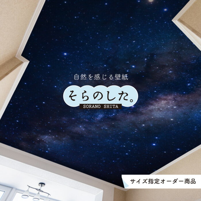 Rakuten - 【オーダー壁紙】 壁紙 星空 宇宙 写真 おしゃれ 綺麗 幻想的 自然 風景 景色 貼りやすい インテリア デザイン 防カビ 日本製 国産 リメイク 模様替え 張り替え カフェ 店舗 天井 寝室 子供部屋 キッチン リビング トイレ かべがみはるこ そらのした。
