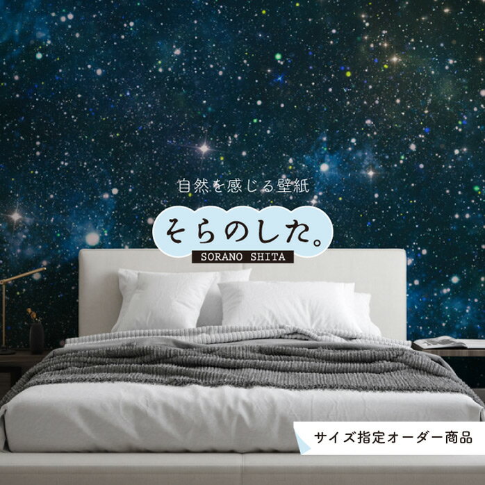 Rakuten - 【オーダー壁紙】 壁紙 星空 宇宙 写真 おしゃれ 綺麗 幻想的 自然 風景 景色 貼りやすい インテリア デザイン 防カビ 日本製 国産 リメイク 模様替え 張り替え カフェ 店舗 天井 寝室 子供部屋 キッチン リビング トイレ かべがみはるこ そらのした。