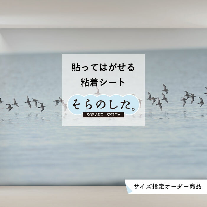 【サイズオーダー】 写真 高発色 再剥離シート 国産 防水 壁紙 のり付き 海 おしゃれ シール リメイクシート キッチン リフォーム 補修 修繕 賃貸 内装 天井 トイレ ガラス ブルー マリン リゾート かべがみはるこ そらのした。