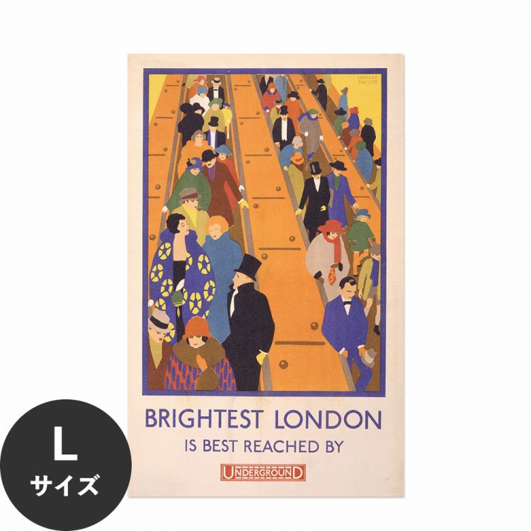 水だけで何度も貼れるはがせる アートポスター 賃貸OK のり付き Hattan Art Poster ハッタンアートポスター Brightest London is best reached by Underground / HP-00404 Lサイズ(56cm×90cm) 砂壁 に 貼れる 壁紙ポスター 壁紙屋本舗