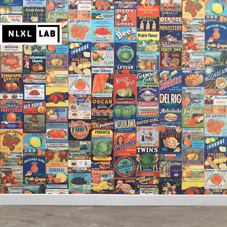 【全品対象クーポン配布中】 輸入壁紙 NLXL LAB CRATE LABELS MRV-08（1ロール(48.7cm×10m)単位で販売）フリース(不織布)【国内在庫】