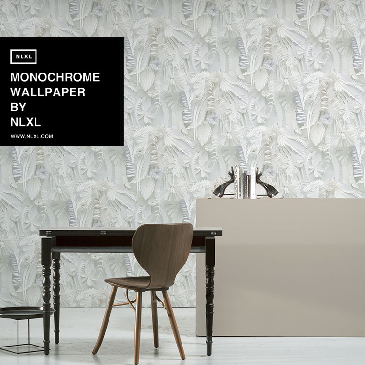 25日30名様20％OFFクーポン 【あす楽対応】輸入壁紙 オランダ製 NLXL / MONOCHROME WALLPAPER PAPER FLOWERS WALLPAPER BY STUDIO BOOT / STB-02（1ロール(48.7cm×9m)単位で販売）フリース(不織布)【国内在庫】【あす楽対応】