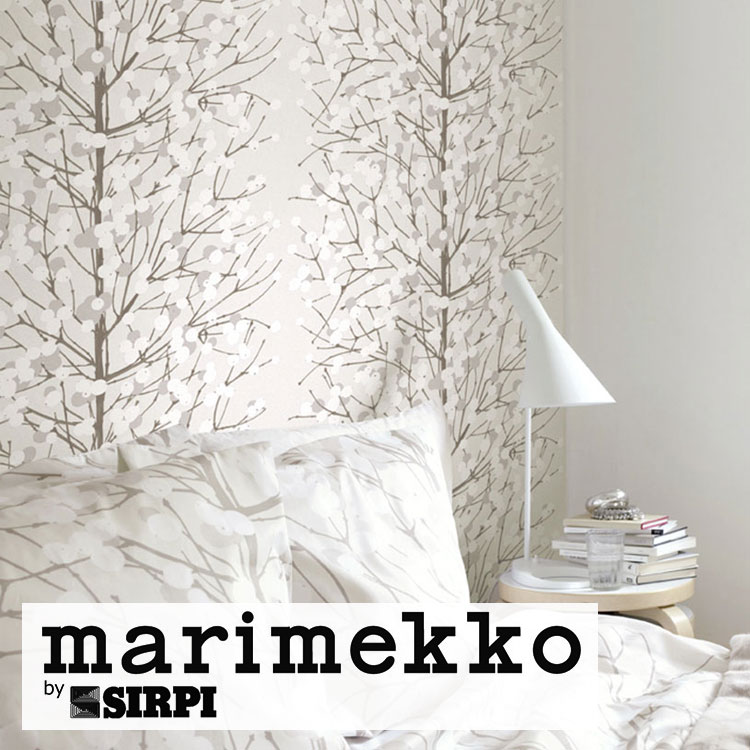 輸入壁紙 marimekko(マリメッコ) Wallcoverings 5 / Lumimarja GreyWhite 23376（1ロール(70cm×10m)単位で販売）フリース(不織布)【国内在庫】