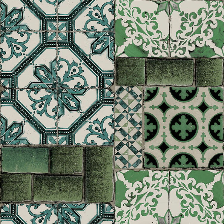 輸入壁紙の切り売り（横巾52cm×1m単位で切売）GRAHAM & BROWN　グラハム・アンド・ブラウン Portugese Tile Wallpaper 　100560