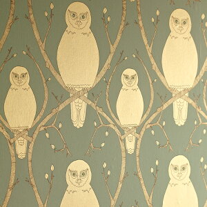 【全品対象クーポン配布中】 輸入壁紙の切り売り(横巾52cm×1m単位で切売)Abigail Edwards アビゲイル・エドワーズ Briar Owl Gold 【国内在庫】