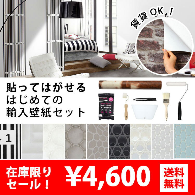 【在庫限りSALE！】 【送料無料】貼ってはがせる壁紙はじめての輸入壁紙初心者セット 送料無料 初心者におすすめ 貼ってはがせる糊(のり) と 施工道具 セットでお得♪rasch(ラッシュ) / 【国内在庫】【あす楽対応】
