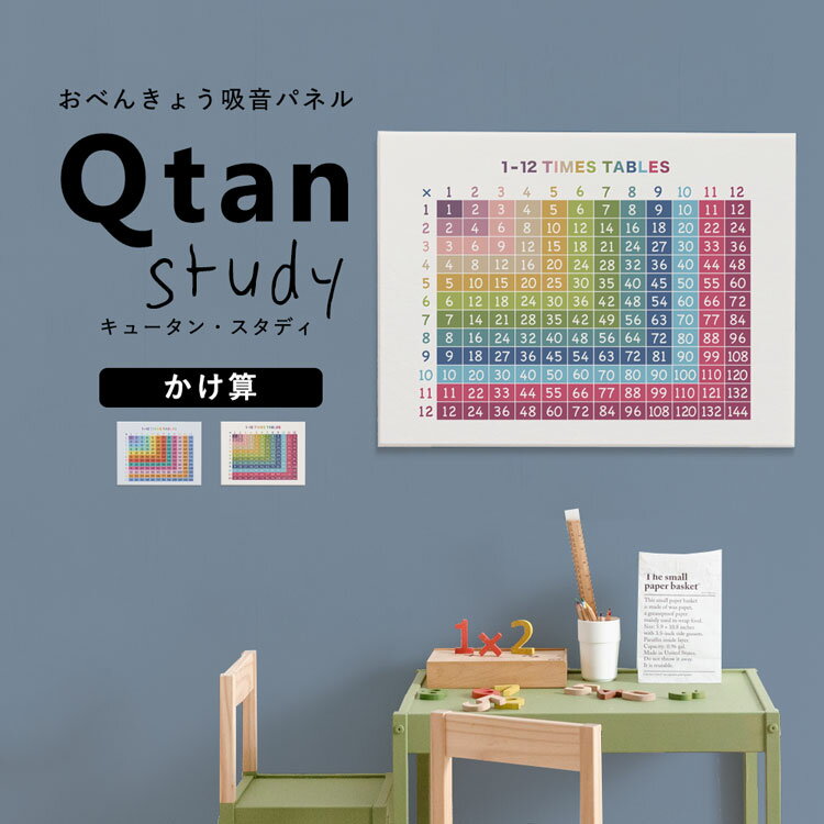 アートパネル Qtan Study キュータン スタディ 80cm×60cm タイムズテーブル 九九 かけ算 小学校 幼稚園 勉強 モノトーン ファンシー