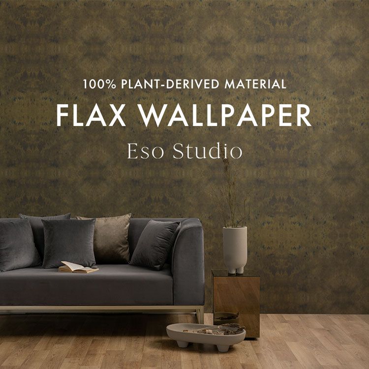 25日30名様20％OFFクーポン FLAX WALLPAPER フラックスウォールペーパー Eso Studio エソスタジオ 亜麻（リネン）環境にやさしい はがせる壁紙 48cm×2.7m 2枚セット AVOCADO 壁紙屋本舗