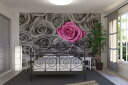 自然 花 フラワー フローラルの壁紙 輸入 カスタム壁紙 輸入壁紙 カスタム壁紙 PHOTOWALL / Roses - Pink and Grey (e19096) 貼ってはがせるフリース壁紙(不織布) 【海外取寄せ商品】 【代引き・後払い不可】 2