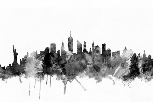 建築 建物 アート 絵画の壁紙 輸入 カスタム壁紙 輸入壁紙 カスタム壁紙 PHOTOWALL / New York City Skyline Black 2 (e25403) 貼ってはがせるフリース壁紙(不織布) 【海外取寄せ商品】 【代引き 後払い不可】