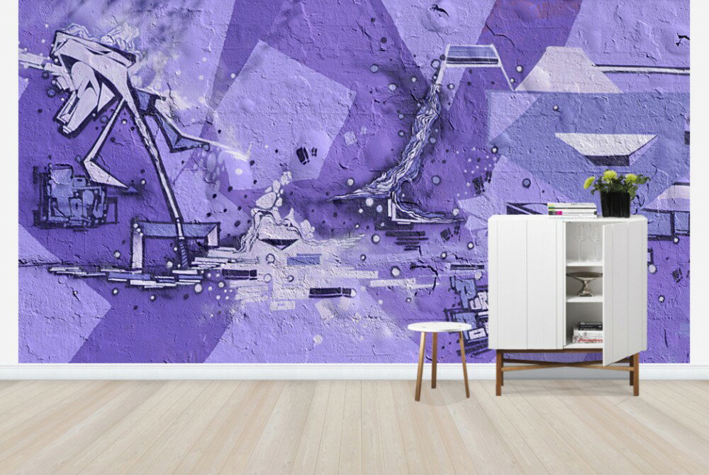 アート 絵画 フェイク だまし絵の壁紙輸入 カスタム壁紙 PHOTOWALL / Purple Power Graffiti (e25491)貼ってはがせるフリース壁紙(不織布)【海外取り寄せのため1カ月程度でお届け】【代引き不可】