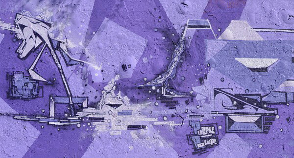 アート 絵画 フェイク だまし絵の壁紙輸入 カスタム壁紙 PHOTOWALL / Purple Power Graffiti (e25491)貼ってはがせるフリース壁紙(不織布)【海外取り寄せのため1カ月程度でお届け】【代引き不可】