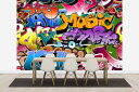 アート 絵画 タイポグラフィー 文字の壁紙 輸入 カスタム壁紙 輸入壁紙 カスタム壁紙 PHOTOWALL / Music Love Graffiti (e25820) 貼ってはがせるフリース壁紙(不織布) 【海外取寄せ商品】 【代引き・後払い不可】 3