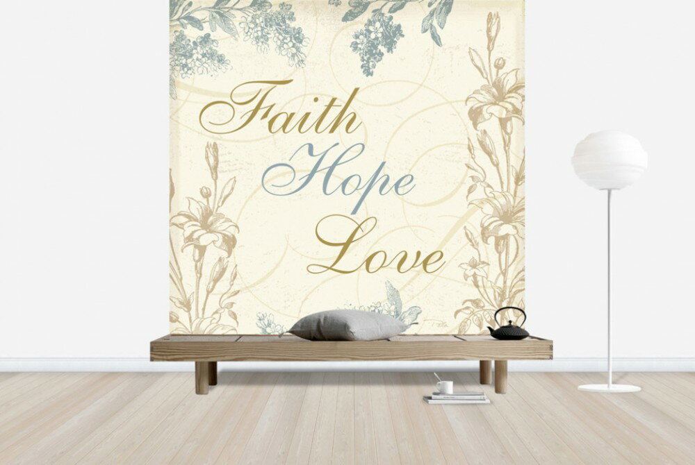 タイポグラフィー 文字 言葉 名言の壁紙 輸入 カスタム壁紙 輸入壁紙 カスタム壁紙 PHOTOWALL / Faith Hope Love (e30339) 貼ってはがせるフリース壁紙(不織布) 【海外取寄せ商品】 【代引き・後払い不可】 2