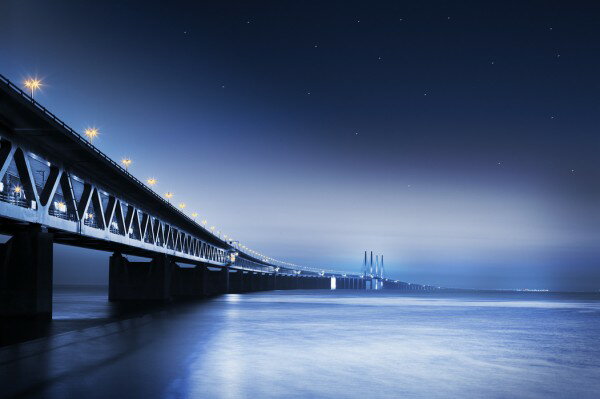 Ի Բ ŷϰ ɻ ͢ ɻ ͢ɻ ɻ PHOTOWALL / Oresund Bridge at Night (e40579) ŽäƤϤե꡼ɻ(Կ) ڳ󤻾ʡ ʧԲġ