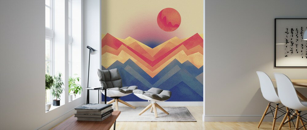 山 太陽 アートの壁紙 輸入 カスタム壁紙 PHOTOWALL / Happy Mountain (e41200) 貼ってはがせるフリース壁紙(不織布) 【海外取り寄せのため1カ月程度でお届け】 【代引き・後払い不可】