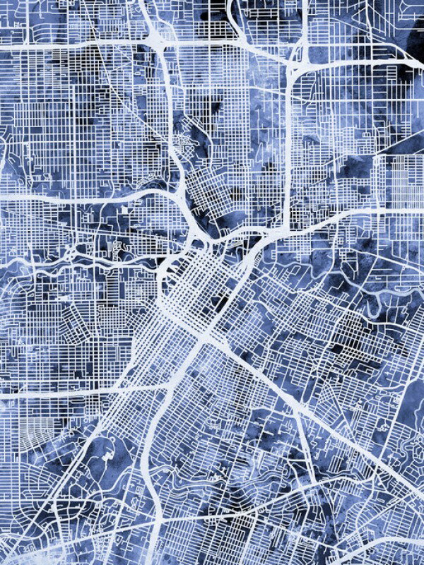 25日30名様20％OFFクーポン ヒューストン 地図 水彩 青の壁紙 輸入 カスタム壁紙 輸入壁紙 カスタム壁紙 PHOTOWALL / Houston Texas City Street Map (e311401) 貼ってはがせるフリース壁紙(不織布) 【海外取寄せ商品】 【代引き・後払い不可】