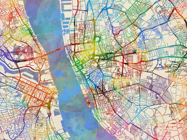 リバプール 地図 水彩 カラフルの壁紙 輸入 カスタム壁紙 輸入壁紙 カスタム壁紙 PHOTOWALL / Liverpool England Street Map (e311423) 貼ってはがせるフリース壁紙(不織布) 【海外取寄せ商品】 【代引き 後払い不可】