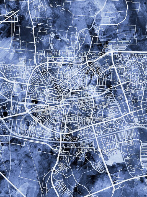 レーワルデン 地図 水彩 青の壁紙 輸入 カスタム壁紙 PHOTOWALL / Leeuwarden Netherlands City Map (e311486) 貼ってはがせるフリース壁紙(不織布) 【海外取り寄せのため1カ月程度でお届け】 【代引き・後払い不可】