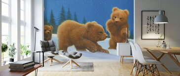 こぐま キッズ 雪 月の壁紙 輸入 カスタム壁紙 PHOTOWALL / Follow the Bear (e312609) 貼ってはがせるフリース壁紙(不織布) 【海外取り寄せのため1カ月程度でお届け】 【代引き・後払い不可】