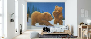 こぐま キッズ 雪 月の壁紙 輸入 カスタム壁紙 PHOTOWALL / Follow the Bear (e312609) 貼ってはがせるフリース壁紙(不織布) 【海外取り寄せのため1カ月程度でお届け】 【代引き・後払い不可】