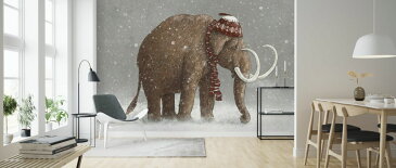 マンモス 雪 マフラー ニット帽 イラスト キッズ こども部屋の壁紙 輸入 カスタム壁紙 PHOTOWALL / Ice Age Sucked (e320072) 貼ってはがせるフリース壁紙(不織布) 【海外取り寄せのため1カ月程度でお届け】 【代引き・後払い不可】