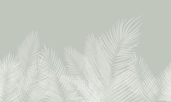 パームリーフ 葉 植物 トロピカル ボタニカル 緑 グリーンの壁紙 輸入 カスタム壁紙 輸入壁紙 カスタム壁紙 PHOTOWALL / Swaying Palm Leaves - Green-White (e321951) 貼ってはがせるフリース壁紙(不織布)  
