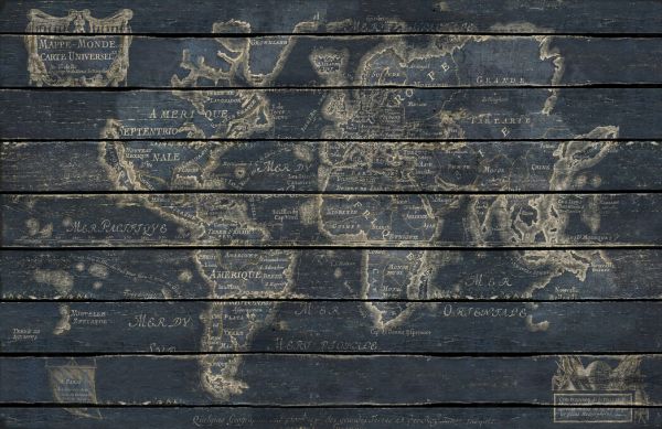 15日30名様20％OFFクーポン ペイントウッド 世界地図 フェイク 木目 青 ブルーの壁紙 輸入 カスタム壁紙 輸入壁紙 カスタム壁紙 PHOTOWALL / Mappe Monde (e329458) 貼ってはがせるフリース壁紙(不織布) 【海外取寄せ商品】 【代引き・後払い不可】のサムネイル