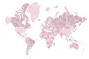 世界地図 マップ ピンクの壁紙 輸入 カスタム壁紙 輸入壁紙 カスタム壁紙 PHOTOWALL / World Map Boundaries (e331296) 貼ってはがせるフリース壁紙(不織布)  