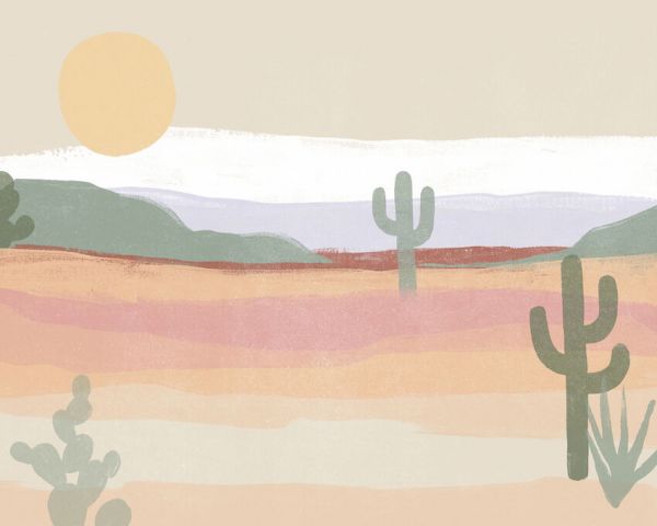 イラスト 風景 サボテン 太陽の壁紙 輸入 カスタム壁紙 輸入壁紙 カスタム壁紙 PHOTOWALL / Cactus Plateau (e334992) 貼ってはがせるフリース壁紙(不織布) 【海外取寄せ商品】 【代引き・後払い不可】