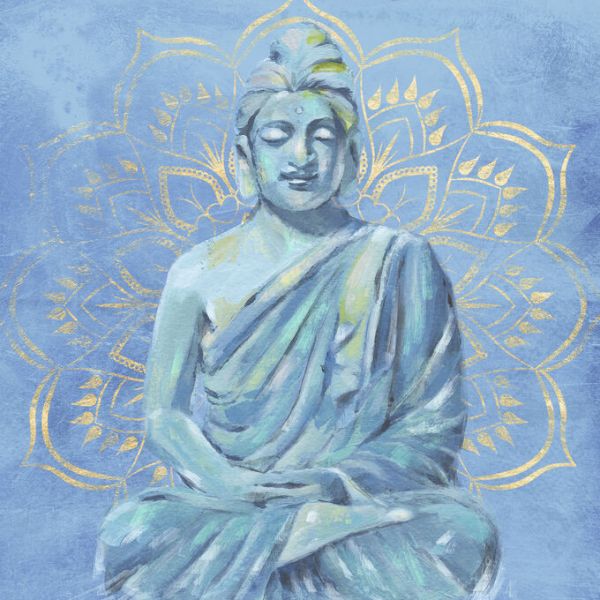 仏像 ブッダ 水色 ブルーの壁紙 輸入 カスタム壁紙 輸入壁紙 カスタム壁紙 PHOTOWALL / Buddha on Blue (e333574) 貼ってはがせるフリース壁紙(不織布) 【海外取寄せ商品】 【代引き 後払い不可】