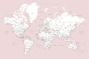 世界地図 ワールドマップ ピンクの壁紙 輸入 カスタム壁紙 輸入壁紙 カスタム壁紙 PHOTOWALL / Leire World Map in Spanish (e84293) 貼ってはがせるフリース壁紙(不織布) 【海外取寄せ商品】 【代引き・後払い不可】