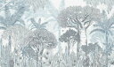 1日20名様20％OFFクーポン 森林 風景 水色 ブルーの壁紙 輸入 カスタム壁紙 PHOTOWALL / Fascinating Baobab Trees - Blue (e85614) 貼ってはがせるフリース壁紙(不織布)  