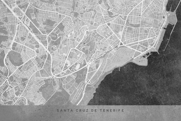 グレー 灰色 マップ 地図の壁紙 輸入 カスタム壁紙 PHOTOWALL / Santa Cruz De Tenerife Map (e331365) 貼ってはがせるフリース壁紙(不織布) 【海外取寄せ商品】 【代引き・後払い不可】