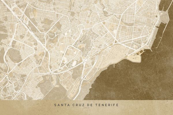 ベージュ アイボリー マップ 地図の壁紙 輸入 カスタム壁紙 PHOTOWALL / Santa Cruz De Tenerife Map II (e331366) 貼ってはがせるフリース壁紙(不織布) 【海外取寄せ商品】 【代引き・後払い不可】