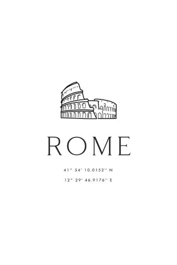 タイポグラフィー モノクロ 白 ホワイト アルファベット ローマ 建築 コロッセオの壁紙 輸入 カスタム壁紙 PHOTOWALL / Rome (e331382) 貼ってはがせるフリース壁紙(不織布)  
