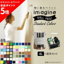 10日30名様20％OFFクーポン 壁の上に塗れるペンキ イマジン ウォールペイント 4L+道具セット マット 室内 水性塗料 白 黒 グレー など 全69色スタンダードカラーズ